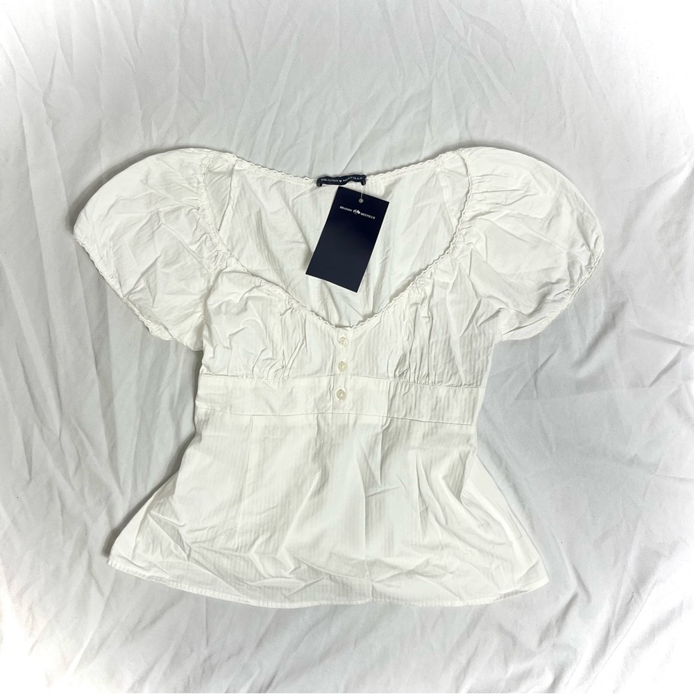 brandy melville blair white ruffle top NWT
